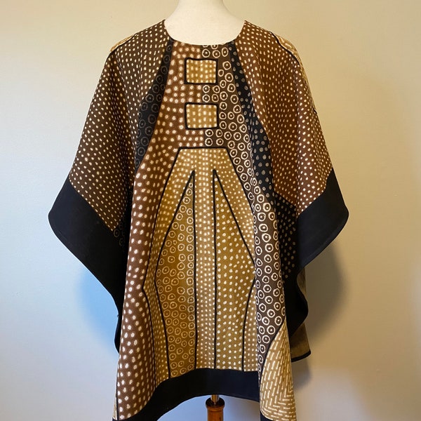 Modern Mudcloth Ruana, Bogolan Wrap, Bogolan Mudcloth Fashion, Mudcloth Kimono