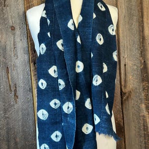 Indigo Scarf, Handwoven Cotton Scarf, Indigo Dyed Textile, Dogon Indigo Scarf