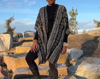 Mudcloth Vest, Bogolan Mudcloth, Handwoven Cotton Shawl