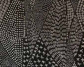 Handgewebter Schlammstoff: Schwarz-Weißer Afrikanischer Stoff 120x180 cm