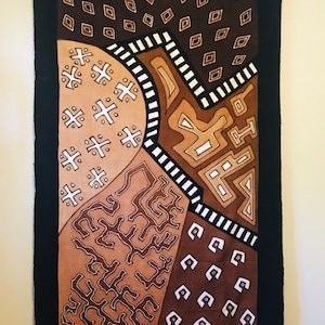 Handwoven Mudcloth Textile: Malian Bogolan Blanket, Modern Art Tapestry