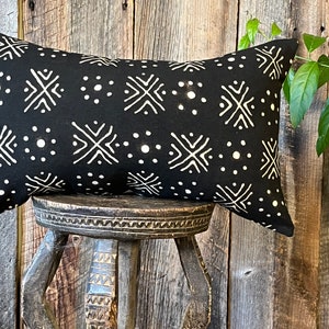 Poduszka lędźwiowa Mudcloth, Poszewka na poduszkę Mudcloth, Poduszka bawełniana farbowana ręcznie