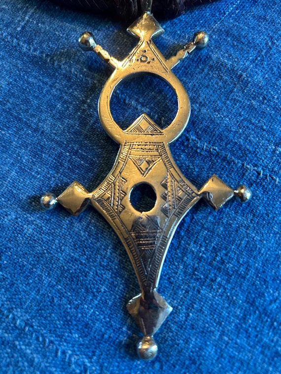 Tuareg Cross Pendant, Tuareg Silver and Leather Necklace - Etsy