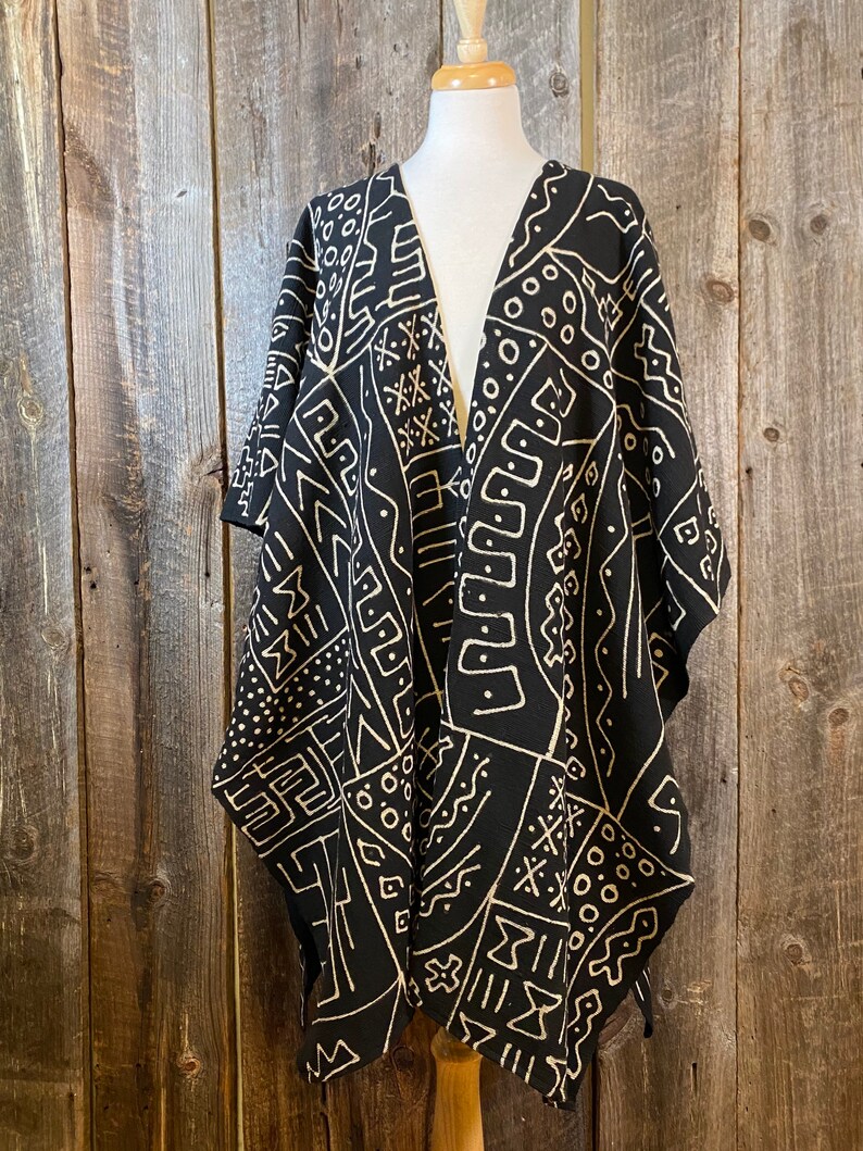 Mudcloth Wrap, Handwoven Cotton Ruana, Unique Mudcloth Textile - Etsy