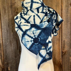 Hand Dyed Indigo Scarf, Indigo Cotton, Shibori Indigo Shawl, Boho Scarf
