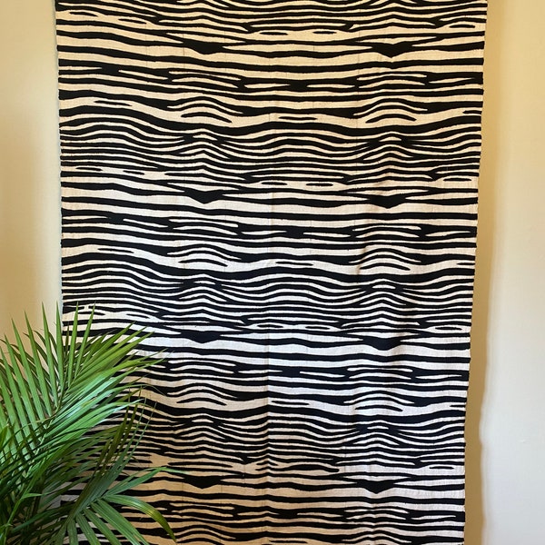 Zebra Mudcloth Textile, Ethnic Throw, Mudcloth Fabric, Ethnic Tapestry, Black and White Mudcloth, Mudcloth Throw