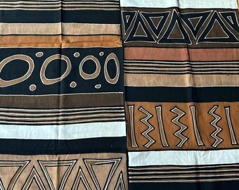 Handwoven Mudcloth Textile: Brown Cotton Fabric, Hand-Painted Mudcloth