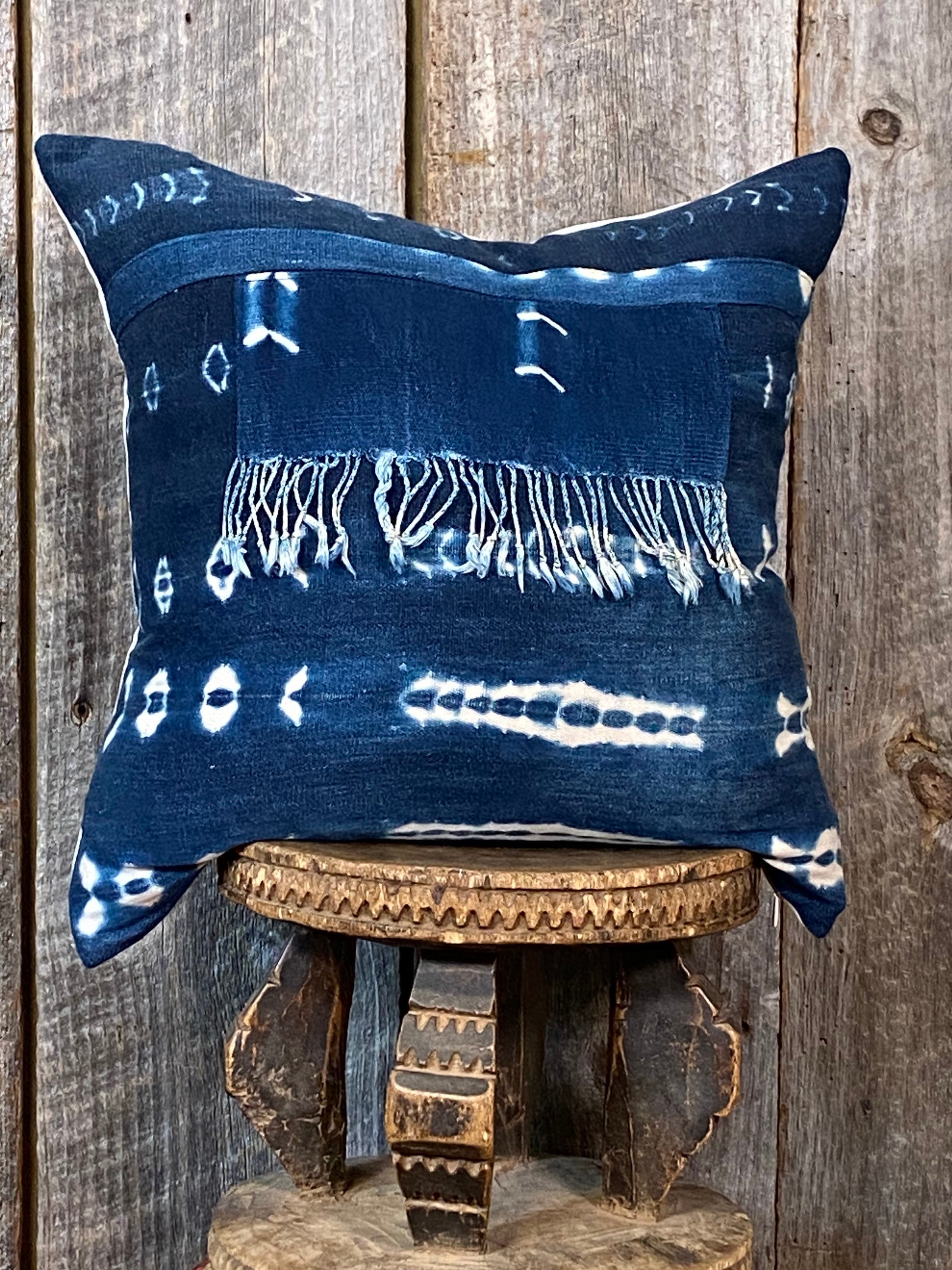 Patchwork Indigo Throw pillow Indigo Pillow Cover Shibori Etsy