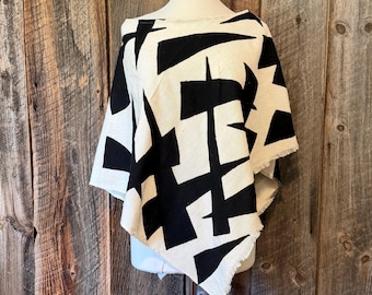 Mudcloth Wrap, Bohemian Poncho, Handwoven Cotton Clothing