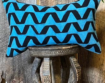 Indigo Mudcloth Lumbar Pillow Cover: African Boho Decor