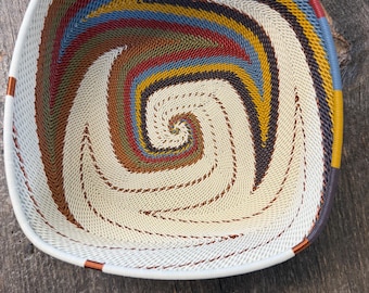 Zulu Telephone Wire Basket: Handwoven South African Bowl