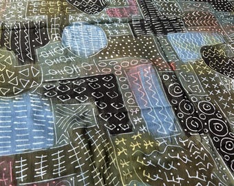 Indigo Mudcloth Textile: Handpainted African Textile