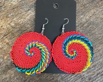 Zulu Telephone Wire Earrings, Colorful African Jewelry