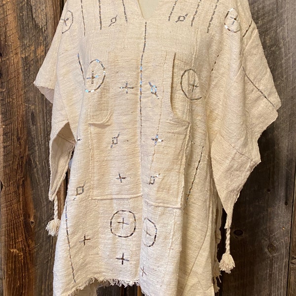 Traditional African Tunic, Hunter's Tunic from Mali, Mudcloth Shirt, Dogon Mudcloth Shirt