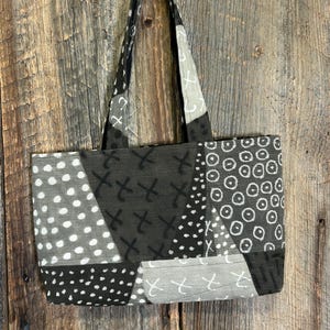 Indigo Mudcloth Tote Bag, Handwoven Cotton Tote, Handpainted Fabric