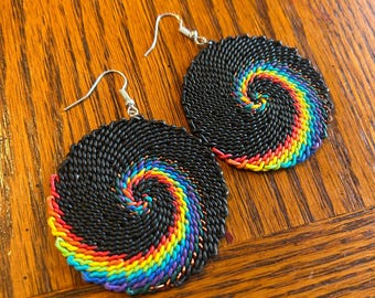 Zulu Telephone Wire Earrings, Colorful African Jewelry