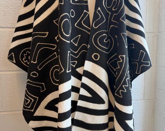 Hand Dyed Mudcloth Kimono: Boho Chic Wearable Art, Hand Painted Fabric