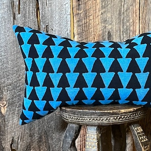 Tribal Mudcloth Pillow, Mudcloth Lumbar Pillow, Mudcloth Pillow Cover, Indigo Mudcloth Cushion Cover, African Home Decor, Bohemian Pillow