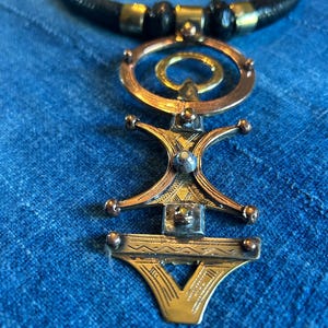 Tuareg Pendant, Tuareg Silver and Leather Necklace