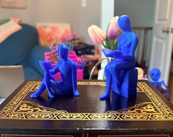3D-gedruckte Lesefiguren | Regaldeko für Bücherliebhaber | Figurenset für Leseratten