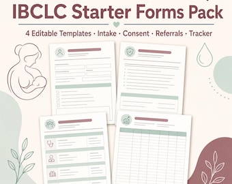 Lactation Consultant Starter Forms Pack | IBCLC Client Intake Consent Referral Letters | Editable Word Excel PDF