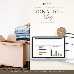 Donation & Consignment Tracker | Excel Item Decision Log + Client Approval and Transfer Forms | Professional Organizers