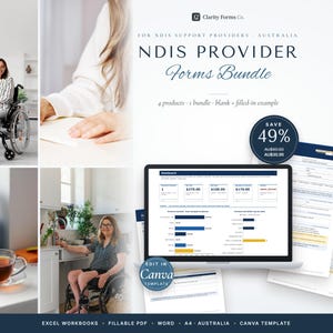 NDIS Provider Forms Bundle | Intake, Shift Notes, Invoice Workbook + Incident Record | Independent Support Workers