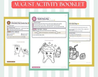 August Kids Activity Booklet | Special Days Calendar Companion (Instant Download)