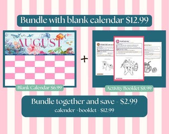 August Kids Calendar and Activity Booklet | Ocean Theme, Special Days (Digital Download)