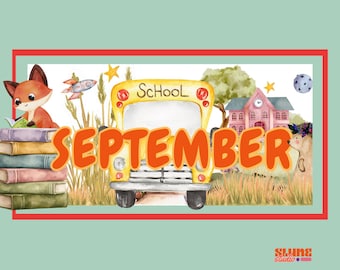 September 2026 Back-to-school Kids Calendar | School Bus Hedgehog | Editable Canva Template | Instant Download