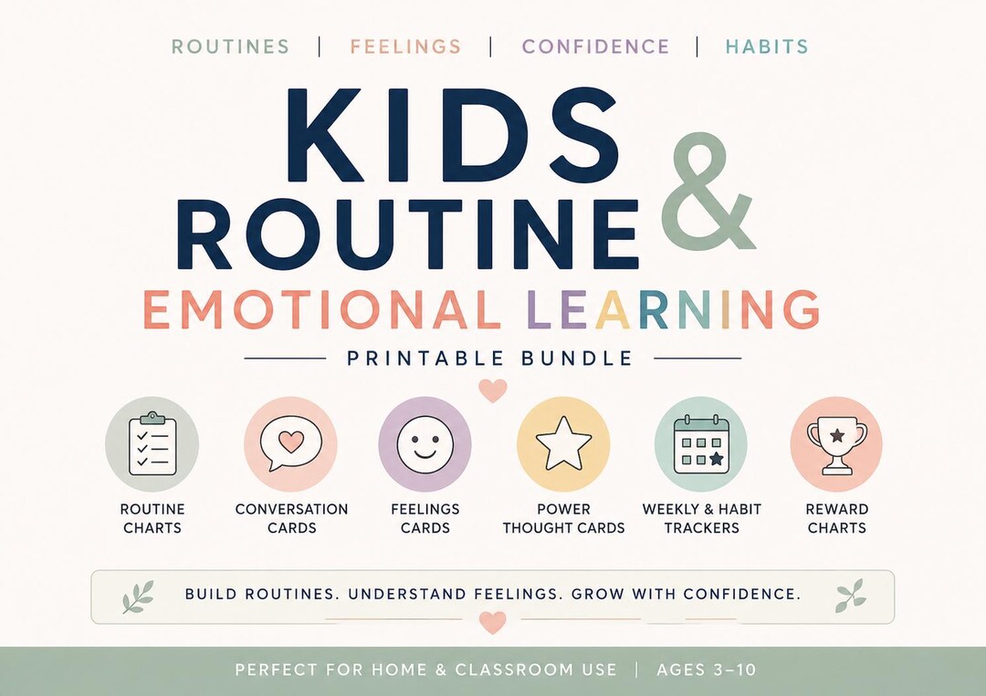 Kids Routine & Emotional Learning Bundle | Printable Routine Charts ...