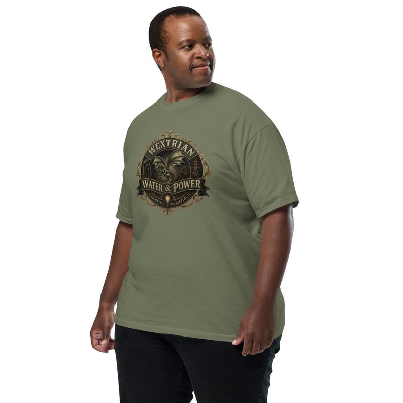 Wextrian Water & Power unisex garment-dyed heavyweight t-shirt | Steampunk Fantasy Worldbuilding Apparel | TTRPG and Book Lover Gift