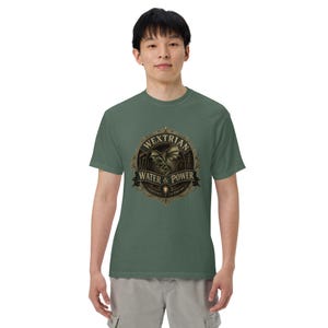 Wextrian Water & Power unisex garment-dyed heavyweight t-shirt | Steampunk Fantasy Worldbuilding Apparel | TTRPG and Book Lover Gift