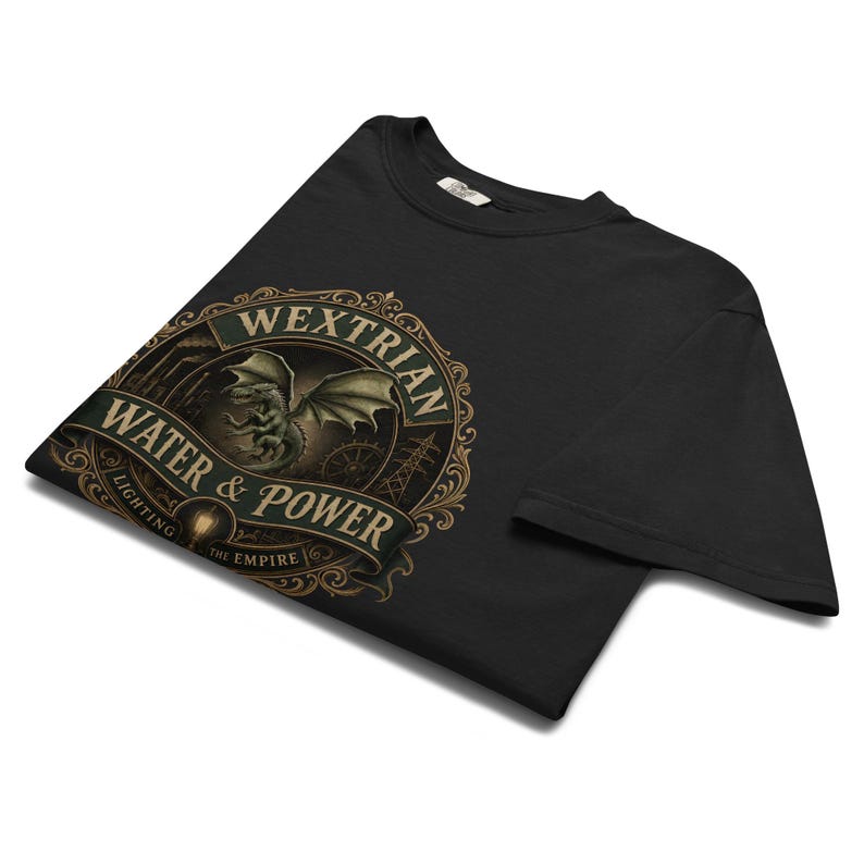 Wextrian Water & Power unisex garment-dyed heavyweight t-shirt | Steampunk Fantasy Worldbuilding Apparel | TTRPG and Book Lover Gift