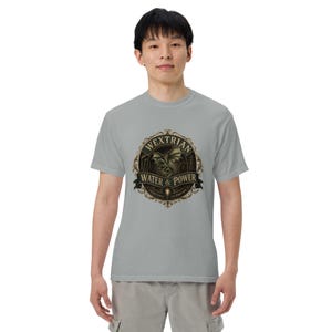 Wextrian Water & Power unisex garment-dyed heavyweight t-shirt | Steampunk Fantasy Worldbuilding Apparel | TTRPG and Book Lover Gift