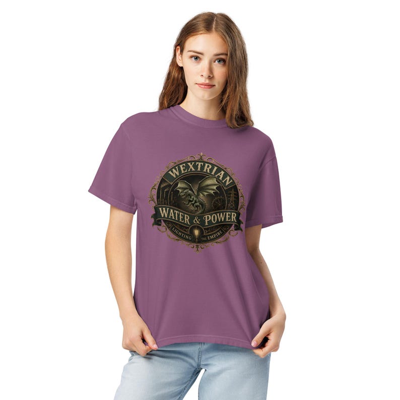 Wextrian Water & Power unisex garment-dyed heavyweight t-shirt | Steampunk Fantasy Worldbuilding Apparel | TTRPG and Book Lover Gift