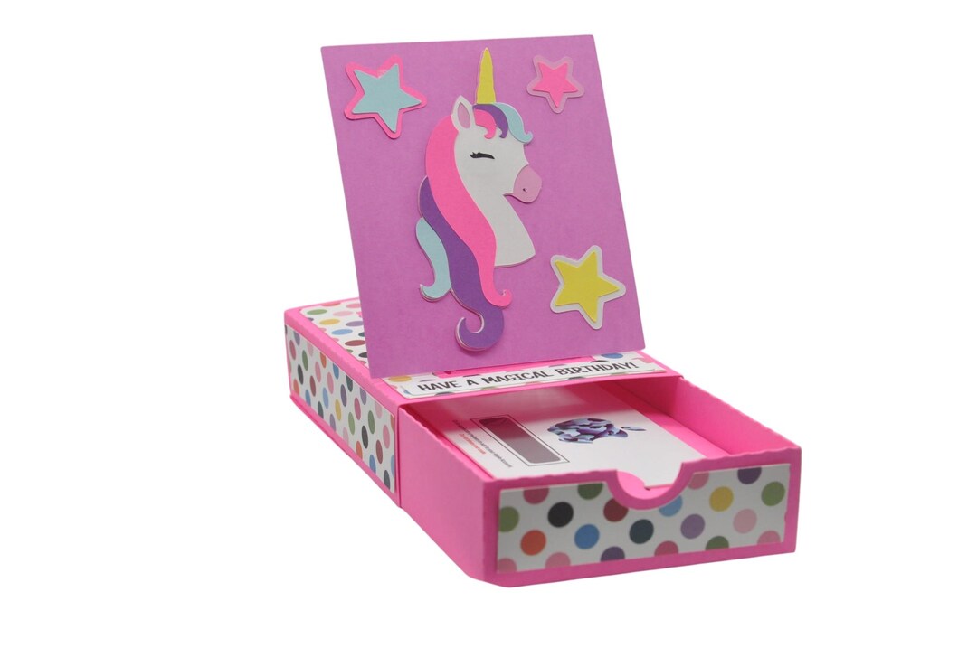 Unicorn Pop up Birthday Card Kit – DIY Gift Card Box, Pre-cut Paper ...