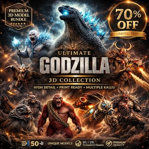 Paquete definitivo de archivos STL de Godzilla / Colección 3D de monstruos Kaiju / Paquete de más de 100 modelos / Archivos STL de criaturas dragón / Set de miniaturas de resina