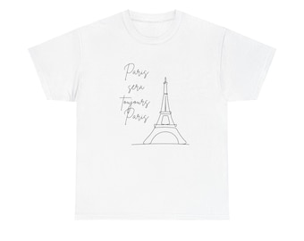 Parisskjorta för kvinnor | Eiffeltornets skiss-t-shirt | Minimalistisk fransk resegåva | Grafisk t-shirt Parisälskare