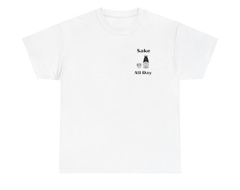Sake Heldags-T-shirt | Sake-flaska och kopp-T-shirt