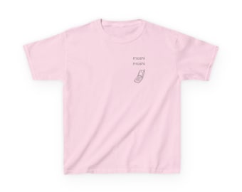 Moshi Moshi Tee | Retro Phone Illustration short Sleeve | Kawaii Japanese Graphic Shirt | Japan Aesthetic Top