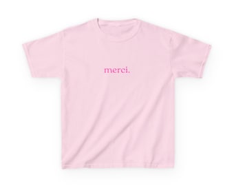 Merci Tee | French Typography Shirt | Minimalist Script Graphic | French Gift | Paris Style Top