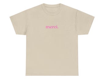 Merci-tröja | Tröja med fransk typografi | Tröja med minimalistiskt manus och grafisk design | Topp i Parisstil