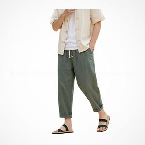 Men's Linen Harem Pants: Loose Fit, Korean Style Streetwear (Linen/Cotton Blend)