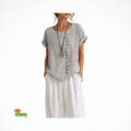 Women's Vintage Cotton Linen Blouse | Casual Button Front Short Sleeve Oversized Summer Top