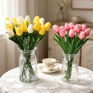 Artificial Tulip Bouquet Faux Tulip Flowers Home Table Centerpiece Bedroom Decor Wedding Floral Arrangement