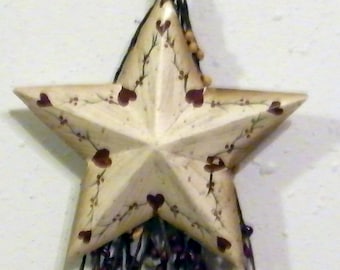 Retro Primitive Vintage Berry SWAG METAL STAR Hearts sign Shabby Country Wall Decor Free Shipping