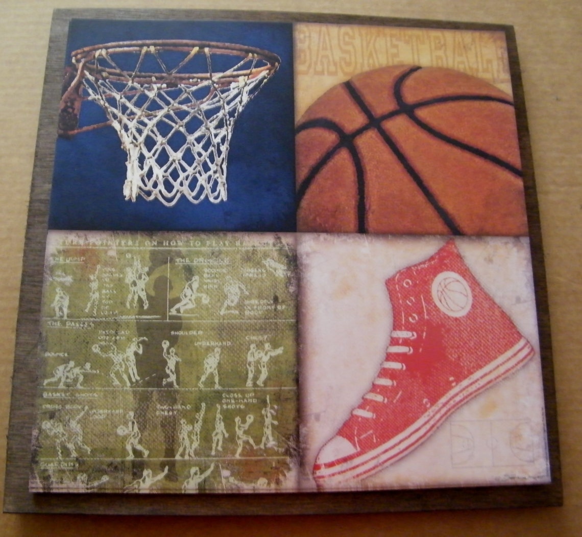 Wood Primitive Basketball Picture Sign Etsy