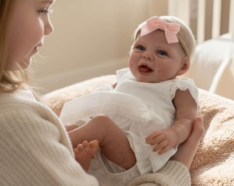 Reborn Baby Doll 22 Inch Lifelike Girl Doll, Soft Body Newborn Style Doll With Rooted Hair, Poseable Vinyl Baby Doll Gift