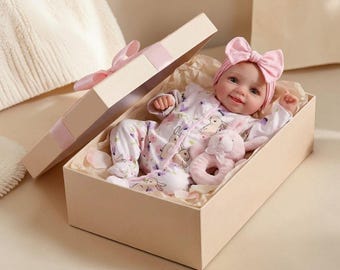 Reborn Baby Doll, 18 Inch Realistic Newborn Style Doll, Soft Body Poseable Baby Doll, Lifelike Vinyl Girl Doll With Pacifier Gift